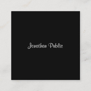 Handwritten Script Modern Elegant Black And White Square Business Card