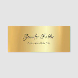 Handwritten Script Modern Elegant Gold Template Name Tag