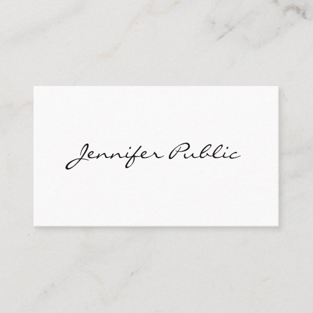 Handwritten Script Modern Elegant Minimal Template Business Card (Front)