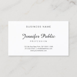 Handwritten Script Modern Elegant Minimalist Plain Business Card