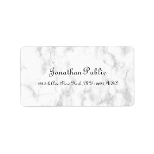 Handwritten Script Modern Elegant White Marble Label