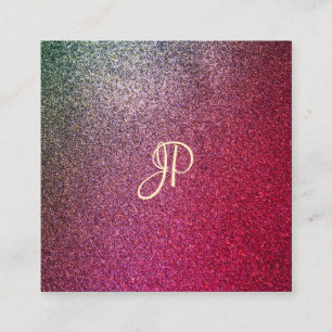 Handwritten Script Modern Elite Glitter Template Square Business Card