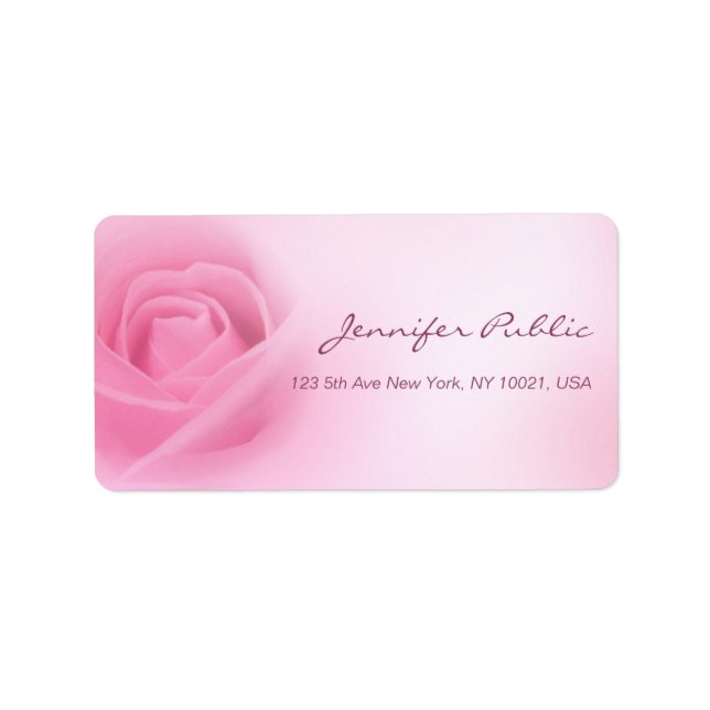 Handwritten Script Modern Pink Rose Template Label (Front)