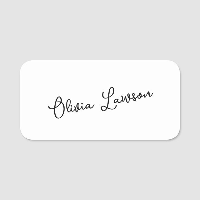 Handwritten Script Monogram Minimal Identity Name Tag (Front)