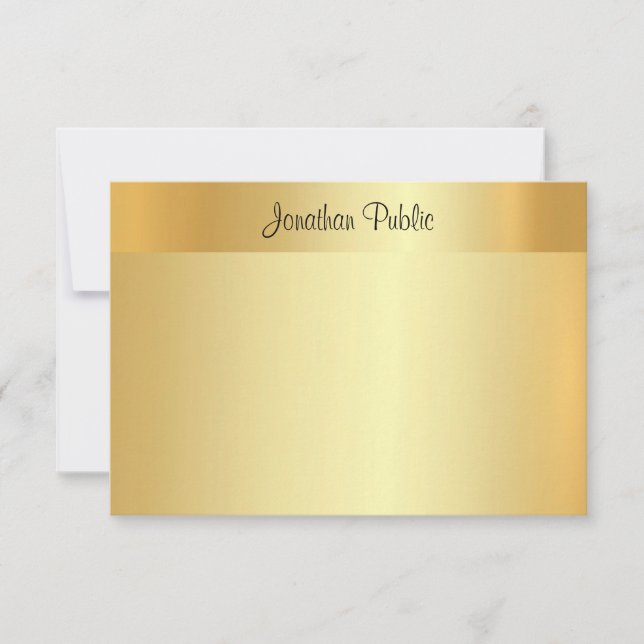 Handwritten Script Name Elegant Faux Gold Template (Front)
