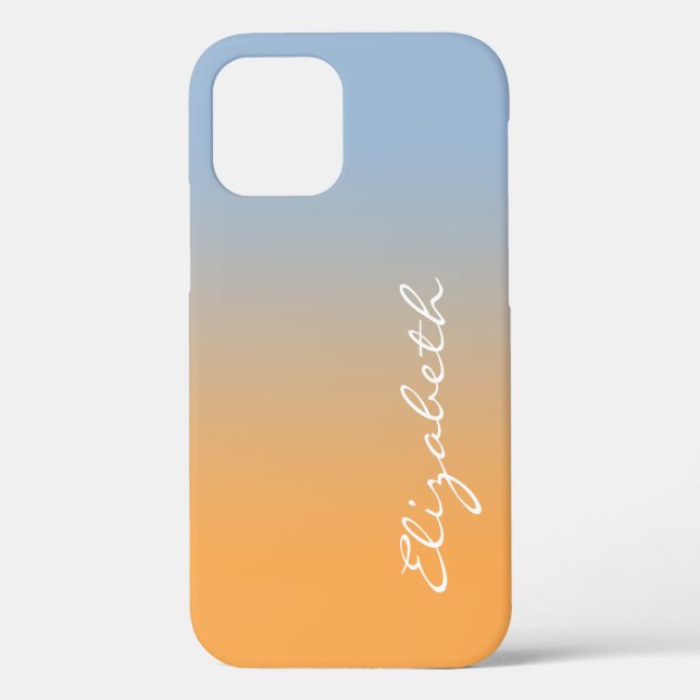 Handwritten Script Name Light Blue Orange Gradient Case-Mate iPhone Case (Back)