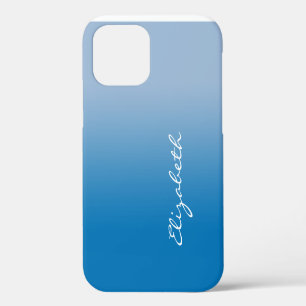 Handwritten Script Name on Blue Gradient iPhone 12 Case