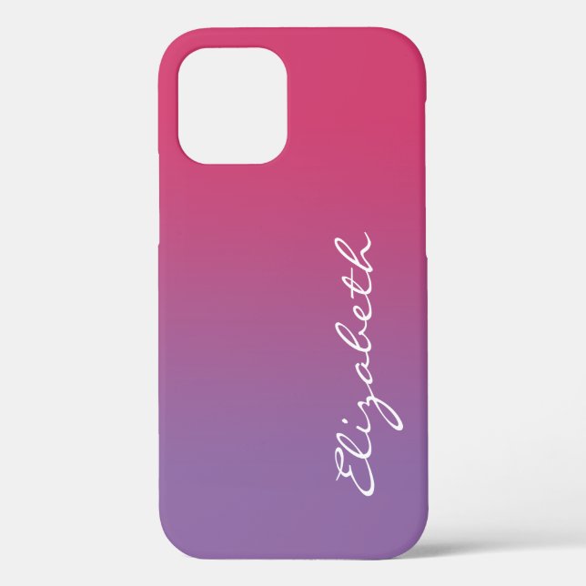 Handwritten Script Name Pink to Purple Gradient Case-Mate iPhone Case (Back)