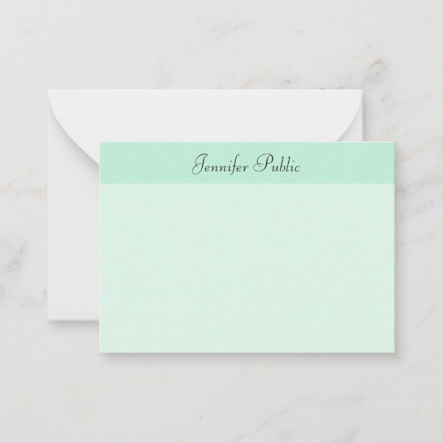 Handwritten Script Name Text Modern Mint Green Card (Front)