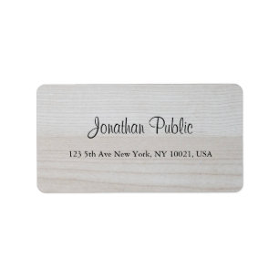 Handwritten Script Name Text Wood Trendy Address Label