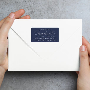 Handwritten Script Navy Graduation Return Address Label