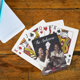 Handwritten Script Personalized Photo Calligraphy Playing Cards