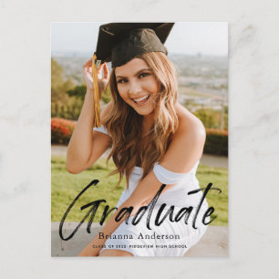 Handwritten Script Photo Graduation Announcement Postcard