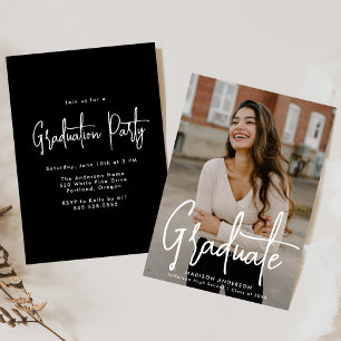 Handwritten Script Photo Graduation Party Invitation