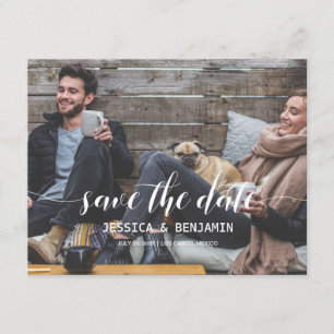 Handwritten Script Photo Save The Date Invitation
