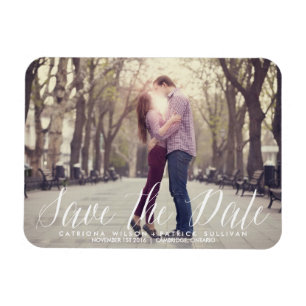 Handwritten Script Photo Save the Date Magnets