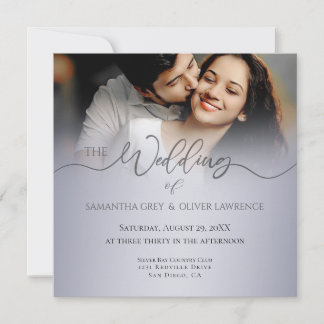 Handwritten Script Photo Wedding Invitation