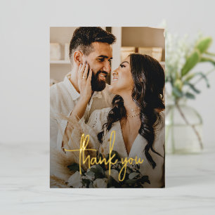 Handwritten Script Photo Wedding Thank You Card