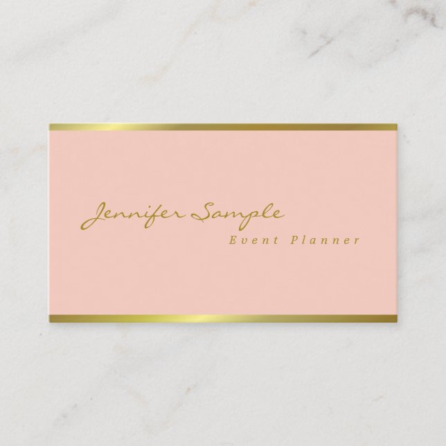 Handwritten Script Pink Gold Modern Elegant Salon Business Card (Front)