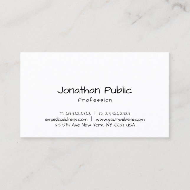 Handwritten Script Professional Template Classic Business Card (Front)