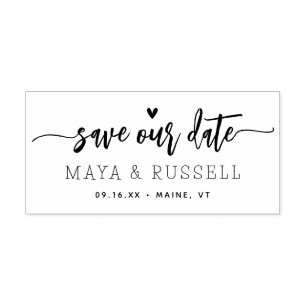 Handwritten Script Save Our Date Rubber Stamp