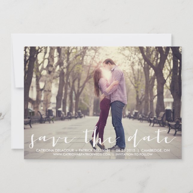 Handwritten Script Save the Date Announcement (Front)