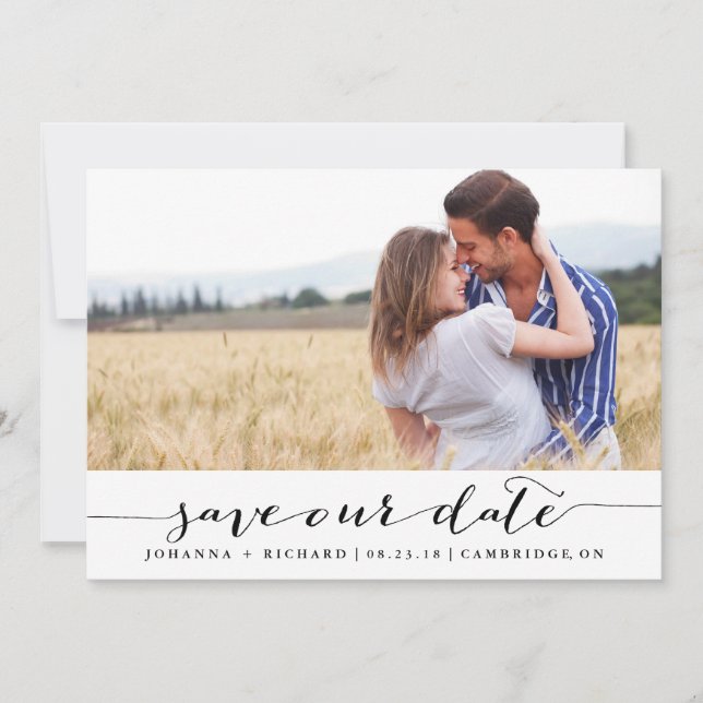 Handwritten Script Save the Date Announcement (Front)