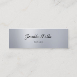Handwritten Script Silver Minimalist Template Mini Business Card