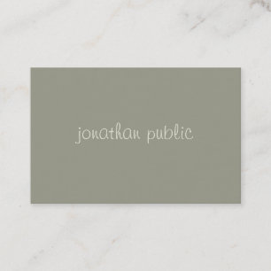 Handwritten Script Simple Modish Elegant Green Top Business Card