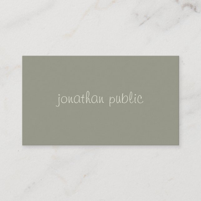 Handwritten Script Sleek Elegant Green Template Business Card (Front)