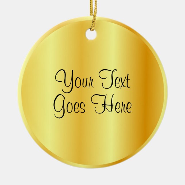 Handwritten Script Template Gold Look Trendy Ceramic Ornament (Front)