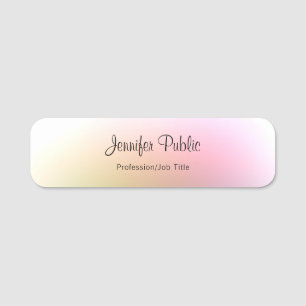 Handwritten Script Text Colourful Template Elegant Name Tag