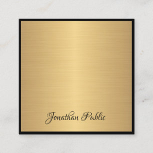 Handwritten Script Text Modern Gold Chic Template Square Business Card