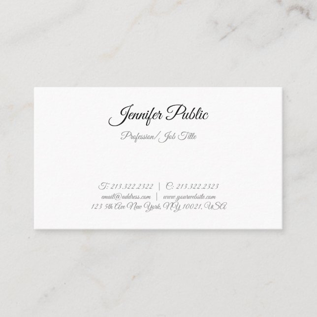 Handwritten Script Text Simple Template Modern Business Card (Front)