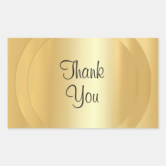 Handwritten Script Thank You Text Faux Gold Modern Sticker (Front)