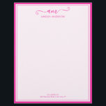 Handwritten Script Vibrant Pink Letterhead<br><div class="desc">Make every letter and document an extension of your personal brand. Our custom letterhead sets a tone of chic professionalism, featuring your elegant monogram in a fancy, handwritten script at the top. This personal, signature-style mark is perfectly balanced by your name printed just below in a clean, modern sans-serif font....</div>