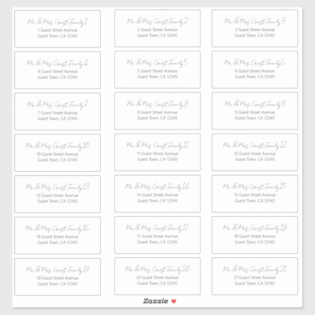 Handwritten Script Wedding Guest Address Labels (Sheet)