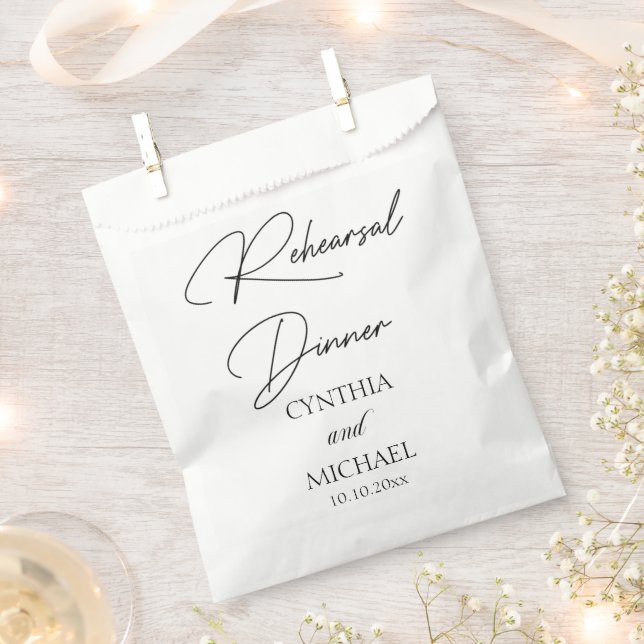 Handwritten Script Wedding Rehearsal Dinner Favour Bag (Clipped)