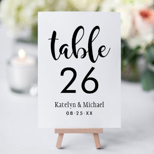 Handwritten Script Wedding Table Number Card