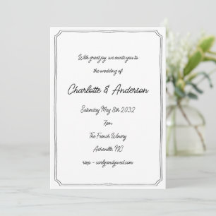 Handwritten Script Whimsical Quirky Frame Wedding Invitation