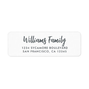Handwritten Script White Family Return Address