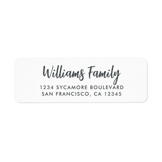 Handwritten Script White Family Return Address (Front)