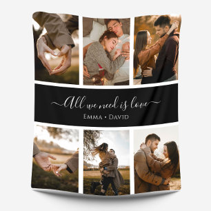 Handwritten Script with Names 6-Photo Fleece Blanket