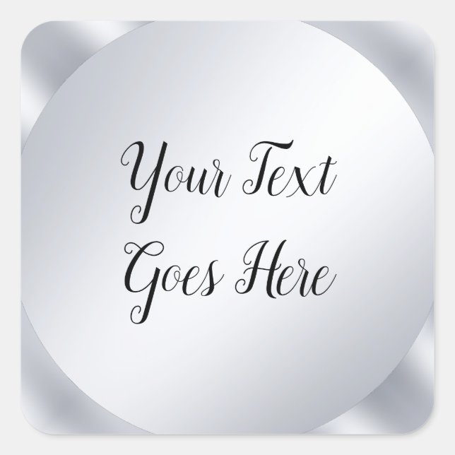 Handwritten Silver Look Elegant Script Template Square Sticker (Front)