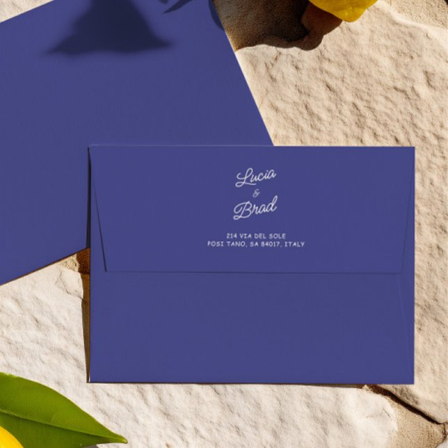 Handwritten Simple Minimalist Blue Wedding Envelope (Handwritten Simple Minimalist Blue Wedding Envelope)