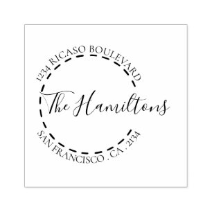 Handwritten Surname Circular Address Personalized Rubber Stamp