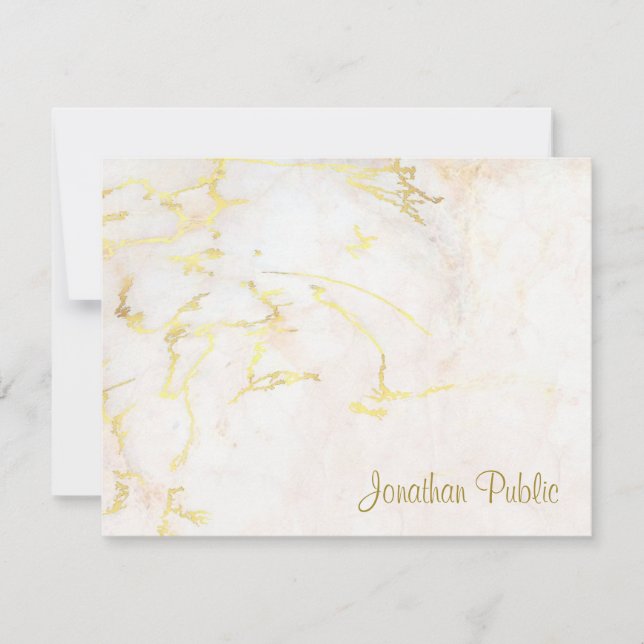 Handwritten Template Gold Script Text Marble (Front)