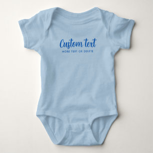 Handwritten Text Name Template One-Pieces Blue Boy Baby Bodysuit