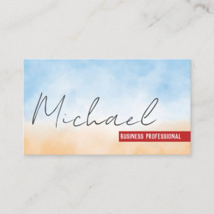 Handwritten   Texture Blue Orange Background Business Card