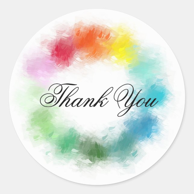 Handwritten Thank You Colourful Template Modern Classic Round Sticker (Front)